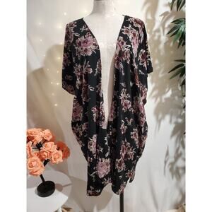 Angie Womens Dark Floral Open Kimono Topper Size S Romantic Fairy Whimsigoth